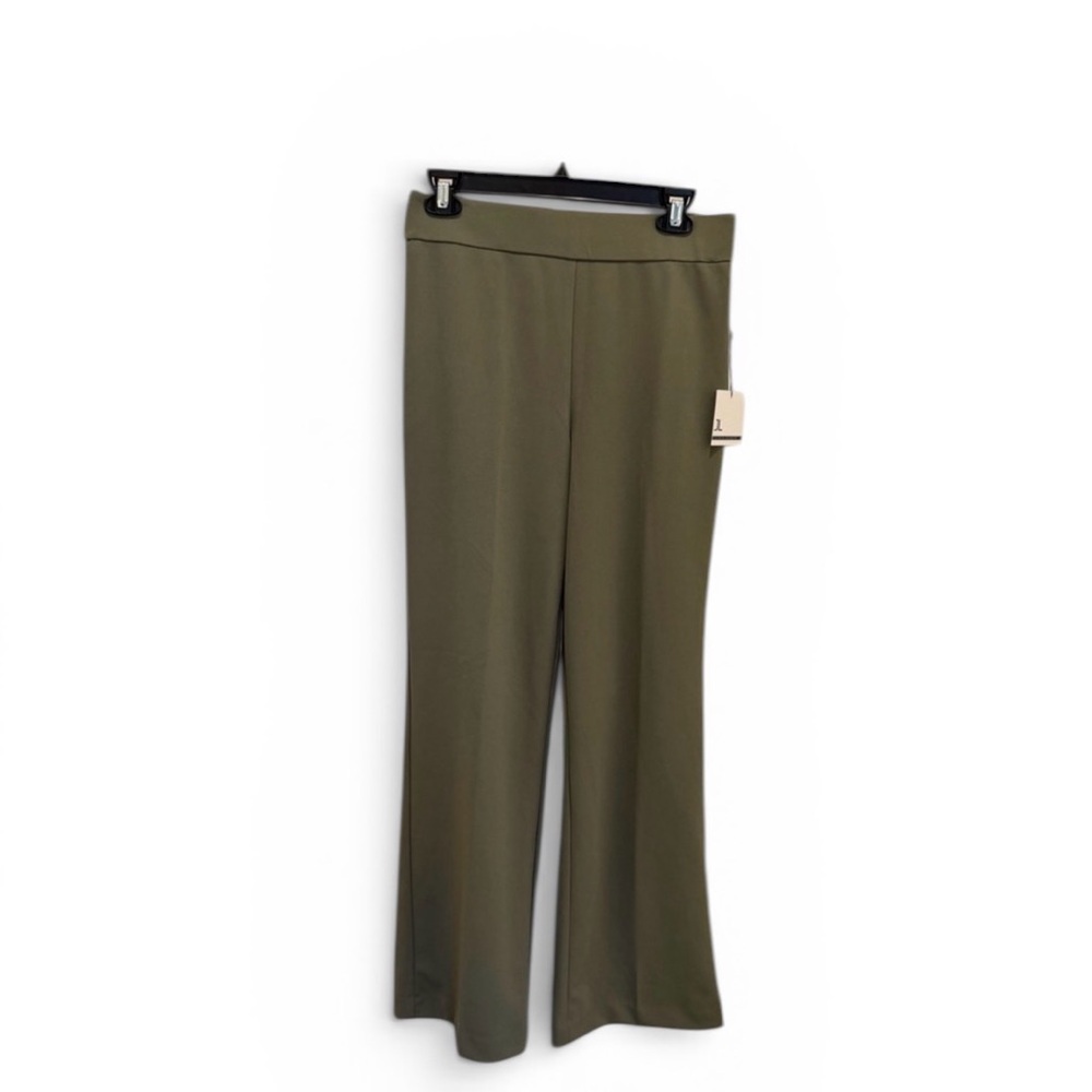 NWT Olive Green Wide Leg Pants Pull On High Rise Casual Lounge S/petite - Picture 2 of 10